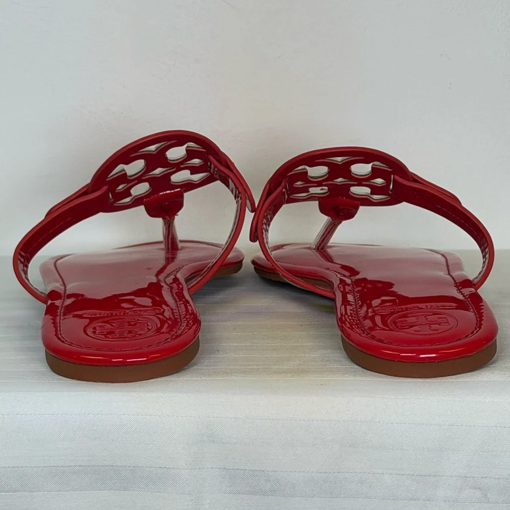 Tory Burch Iconic ‘Miller’ Thong Sandal Vibrant Glossy Red Women’s Size 41